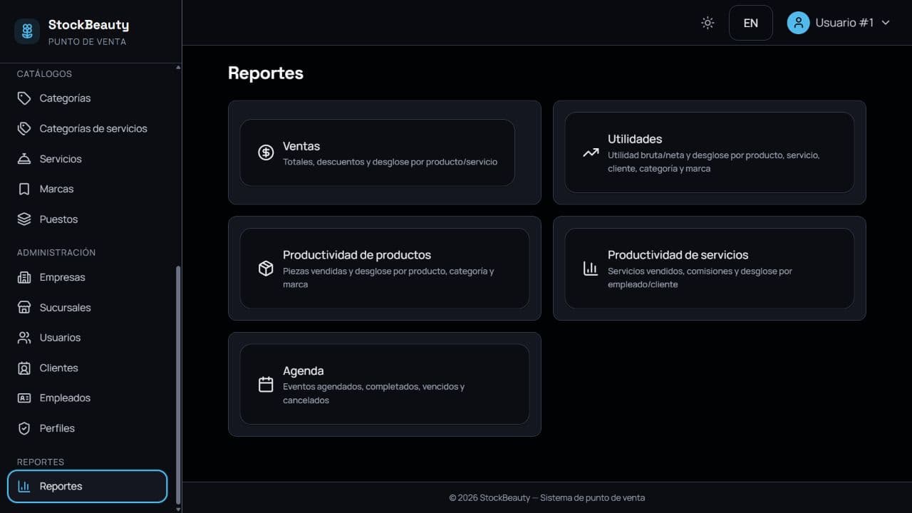 Centro de reportes de StockBeauty